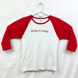 Chicago The Musical He Had It Coming 3/4 Sleeve Tee Women XL White Red